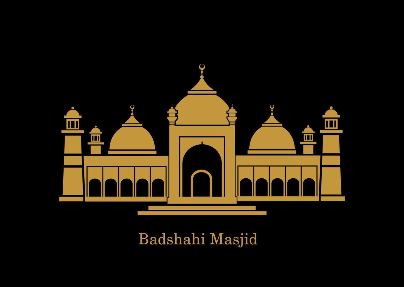 ícone de vetor de mesquita badshahi. badshahi masjid ilustração de cor dourada. badshahi masjid ícone.