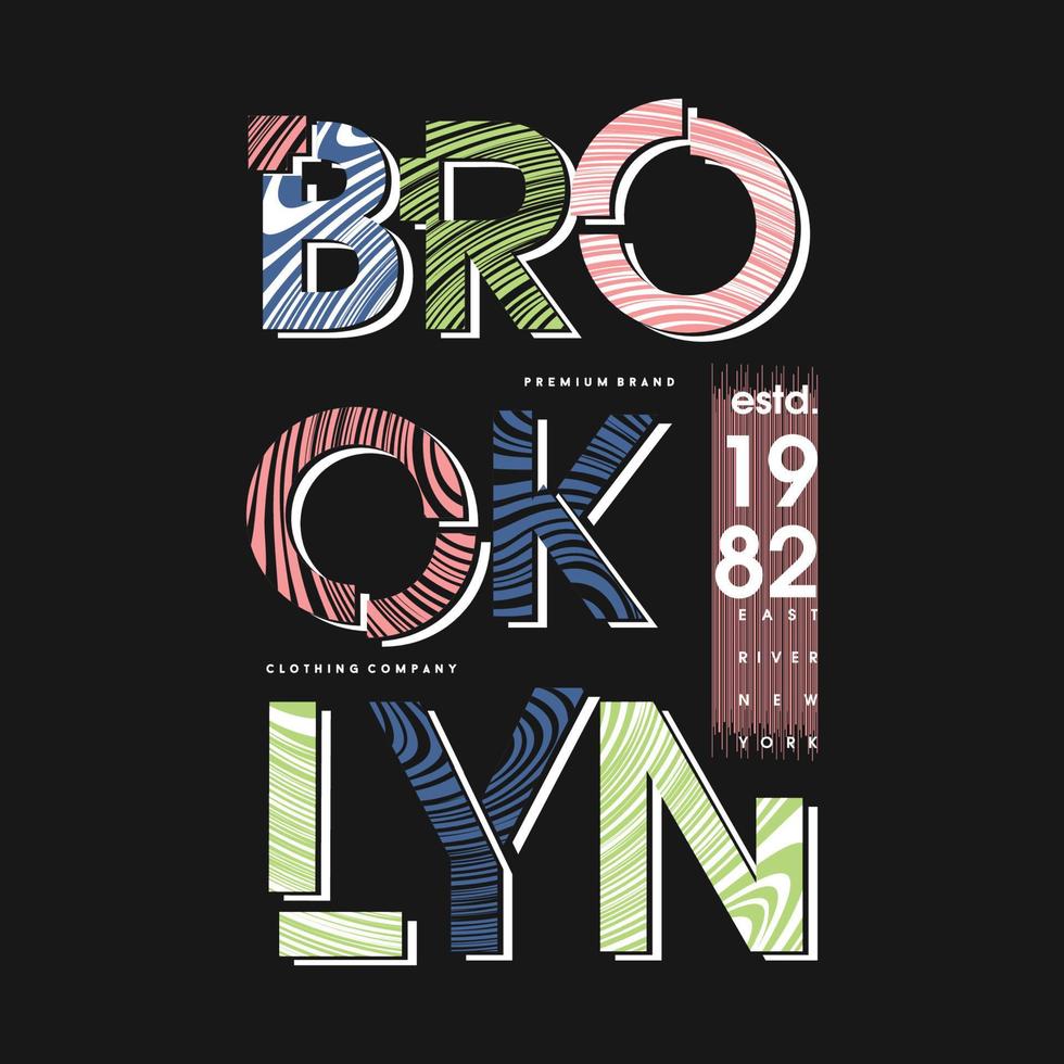 brooklyn, cidade de nova york, moldura de texto, design gráfico de camiseta, vetor de tipografia, ilustração, estilo casual