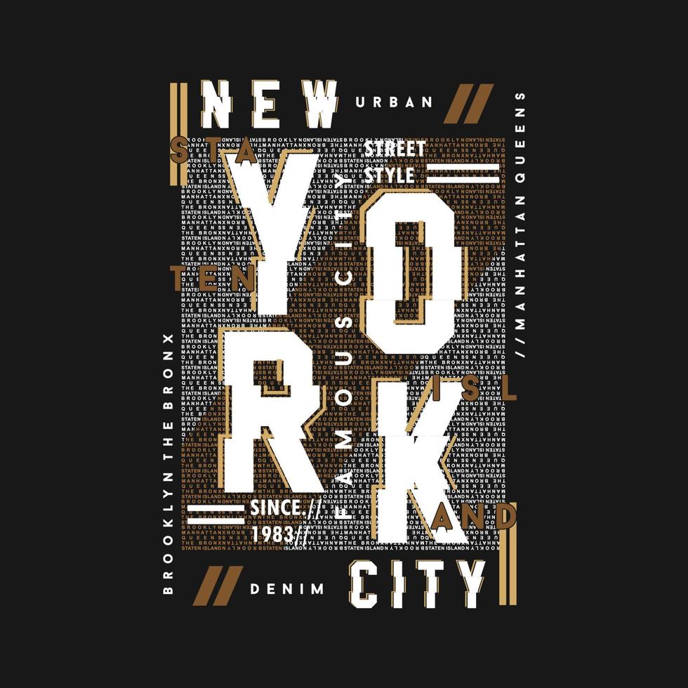 vetor de tipografia de moldura de texto de nova york, gráfico abstrato, ilustração, para camiseta impressa