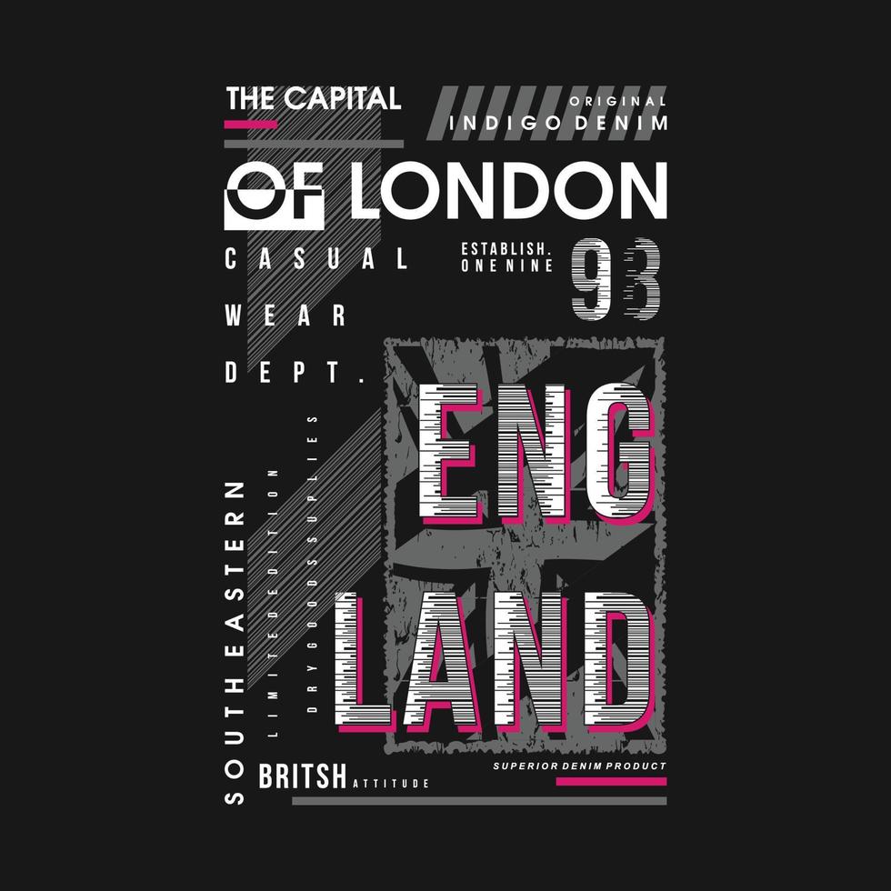 design gráfico abstrato de Londres, ilustração vetorial de quadro de texto de tipografia, para camiseta de impressão de estilo casual vetor