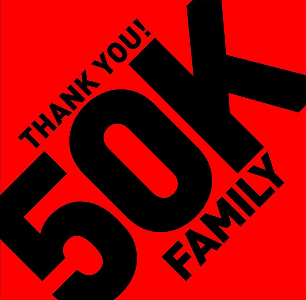 obrigado família 50k. 50 mil seguidores obrigado. vetor