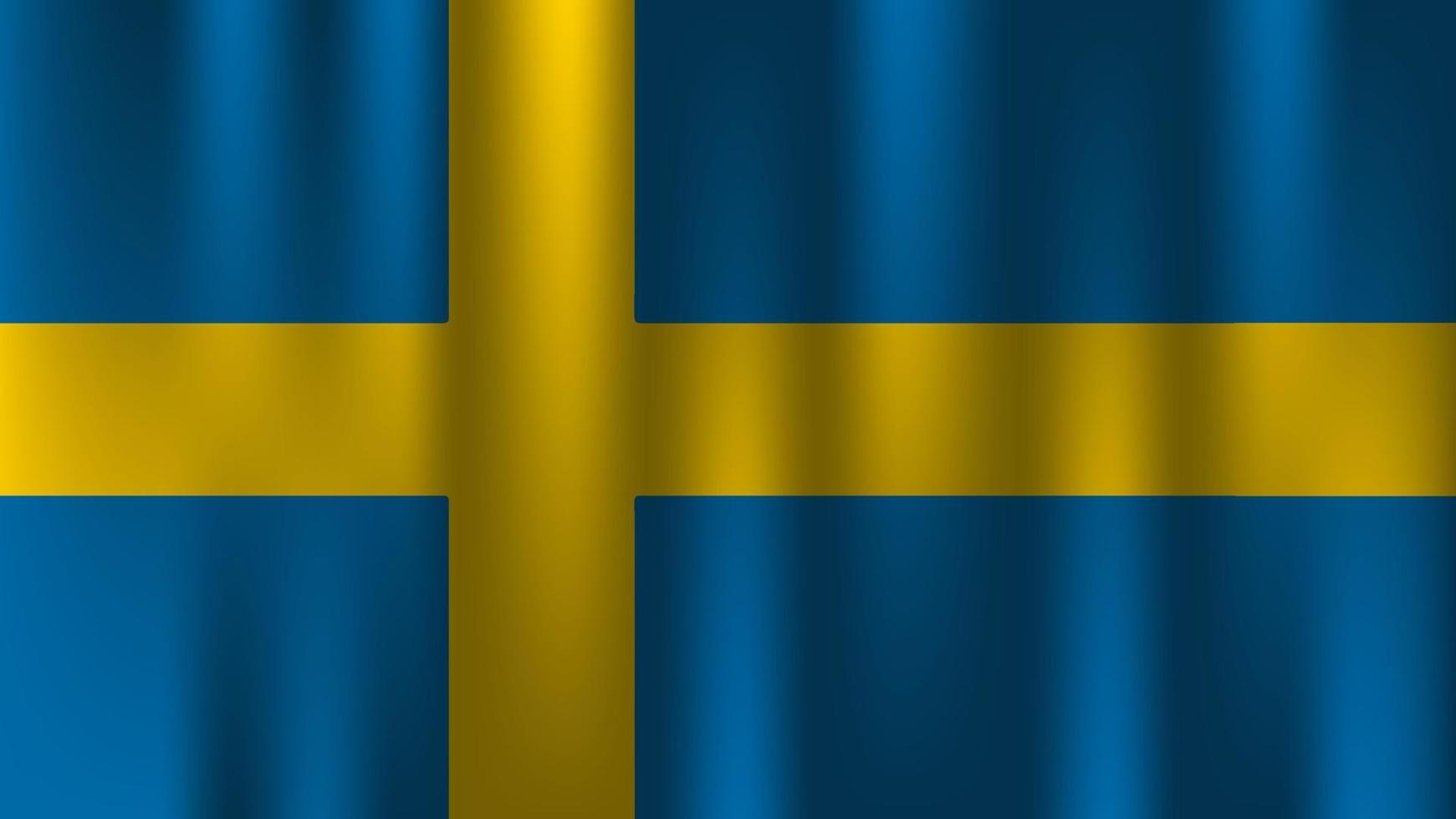 bandeira da suécia país nação símbolo 3d têxtil cetim efeito fundo papel de parede vetor
