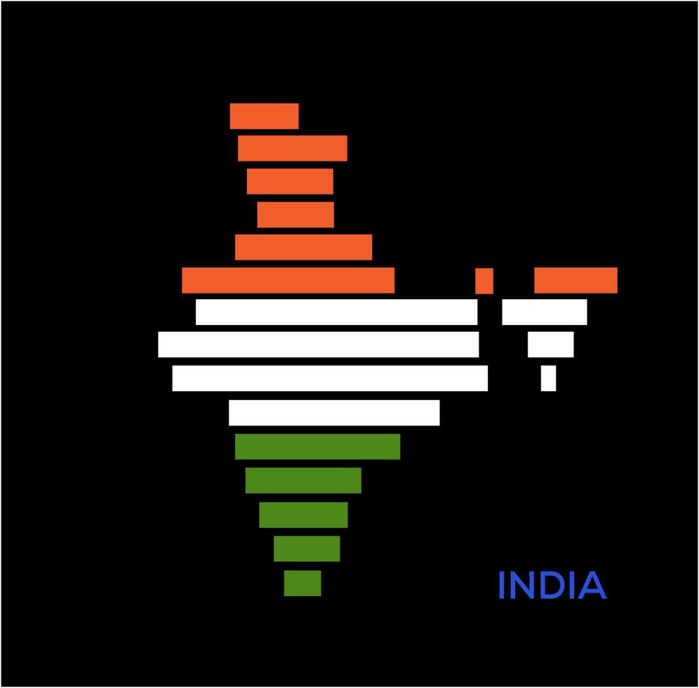 mapa da índia com 3 cores em tiras de trabalho. gráfico de mapa da Índia. vetor