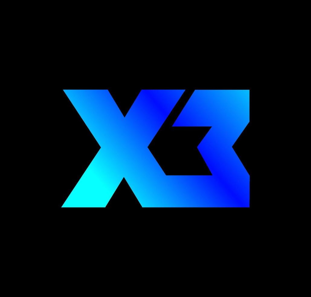 monograma das letras iniciais do nome da empresa x3. ícone de vetor azul x3.