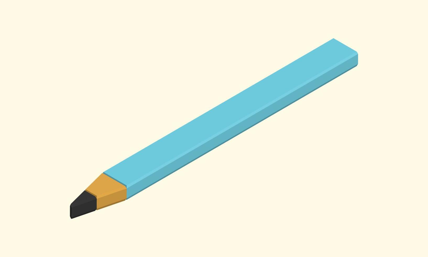 design de vetor de lápis azul isométrico para elemento de ilustração relacionado estacionário