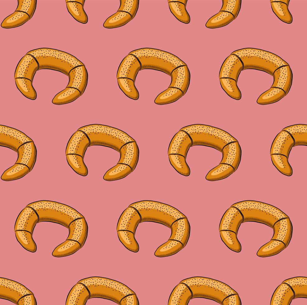 fundo vector sem costura rosa com bagels doces
