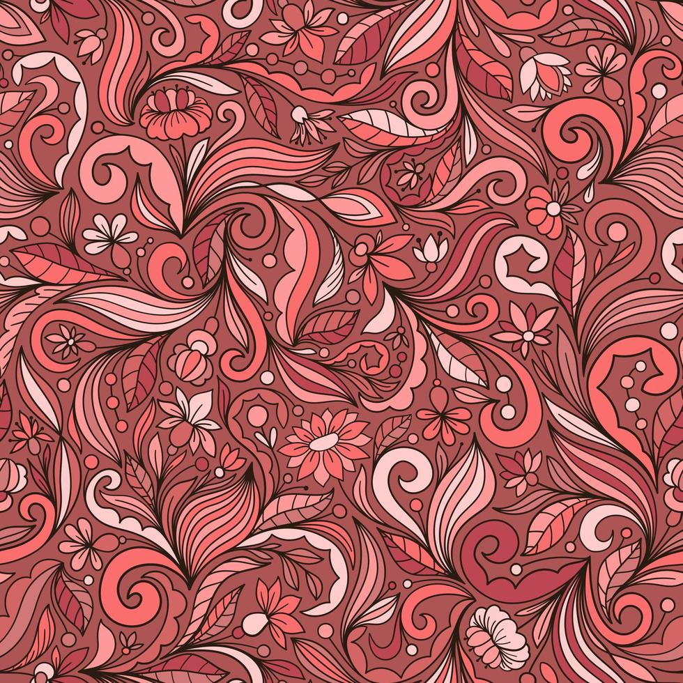 fundo vector sem costura rosa com complexo ornamento floral multicolorido