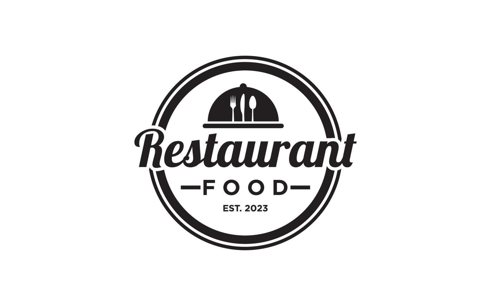 distintivo de restaurante, pôster com modelo de logotipo de garfo e faca vetor