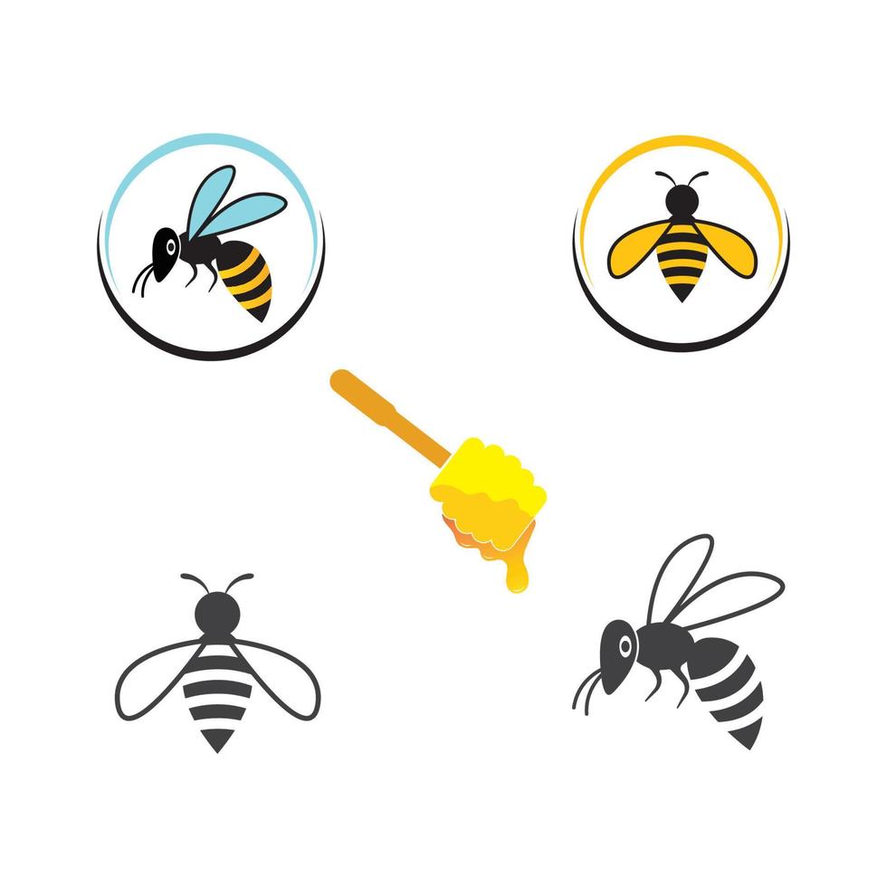 ilustração de ícone de vetor de modelo de logotipo de abelha do mel