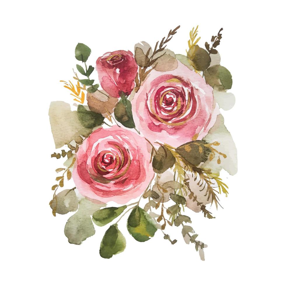 clipart de buquê de flores em aquarela vetor