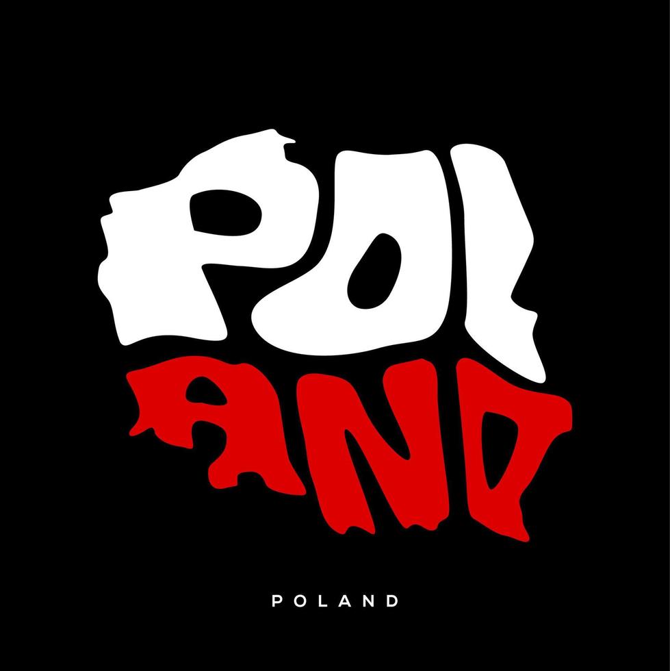 Polônia mapa tipografia vetor arte. Polônia mapa com nacional bandeira cor.