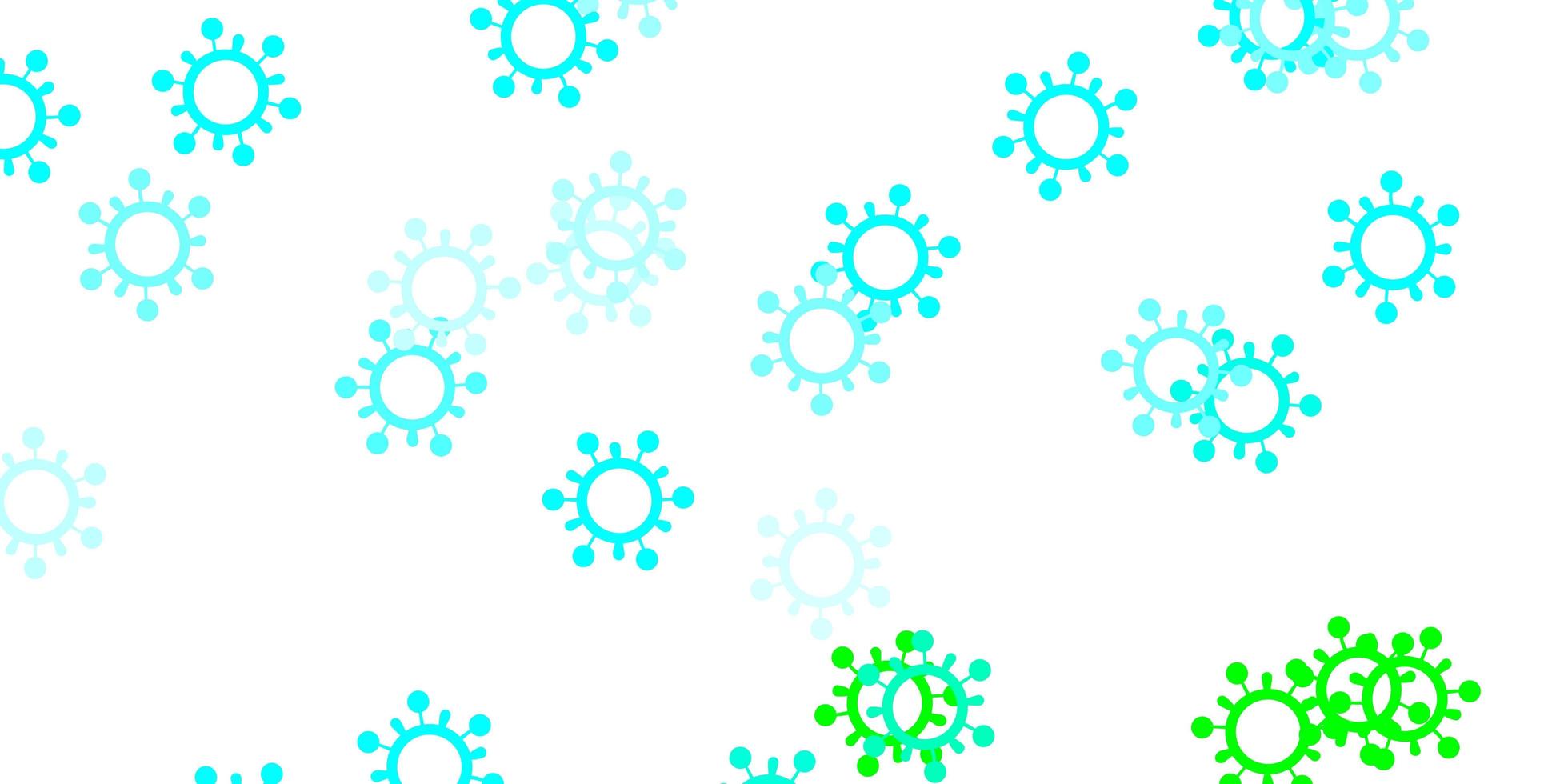 padrão de vetor azul, verde claro com elementos de coronavírus