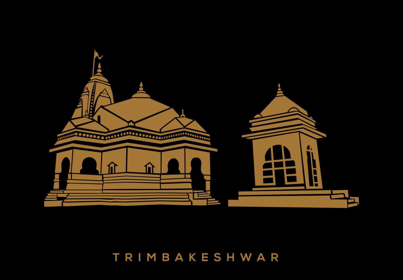 senhor shiva trimbakeshwar jyotirlinga têmpora vetor ícone. trimbakeshwar têmpora dentro dourado cor.
