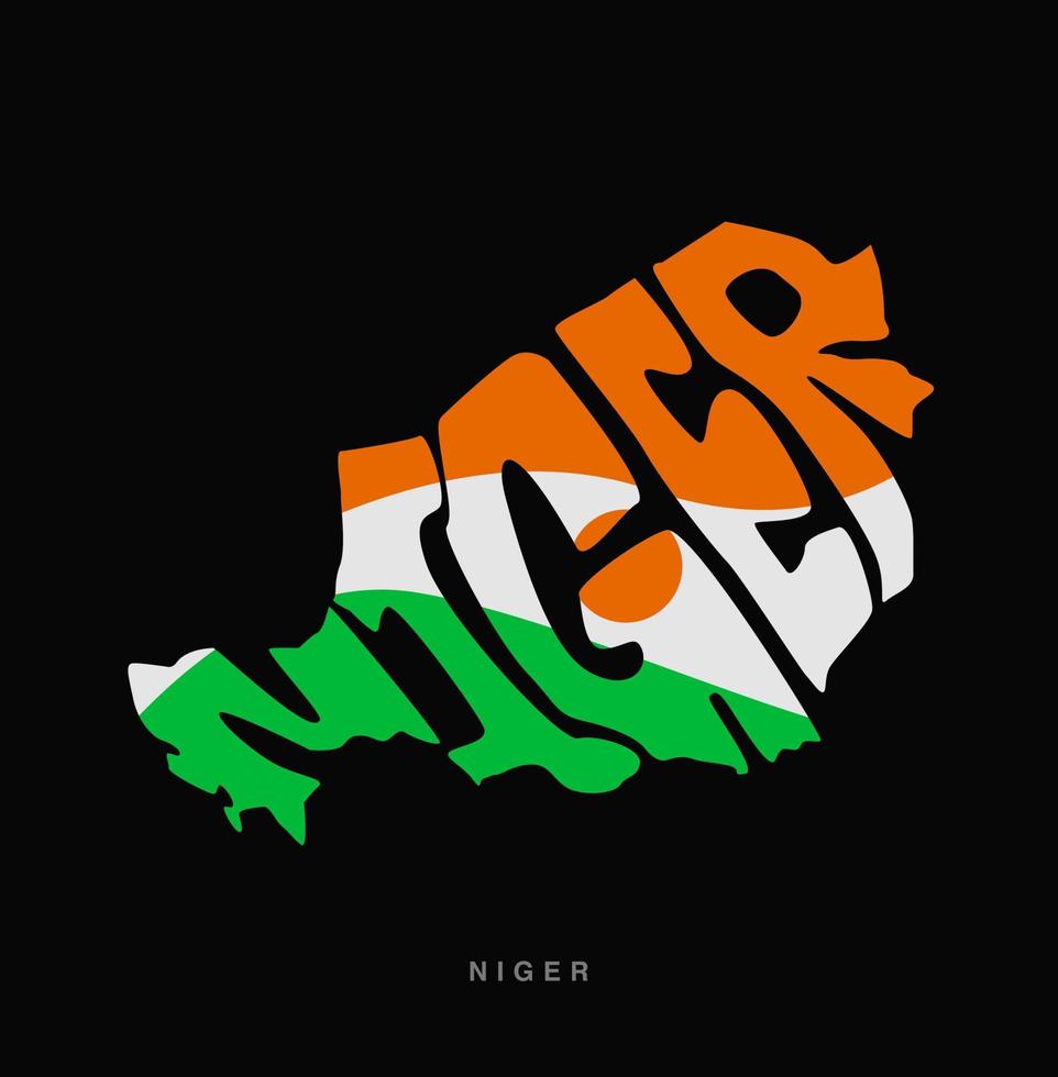 Níger mapa letras com bandeira. Níger tipografia mapa. vetor