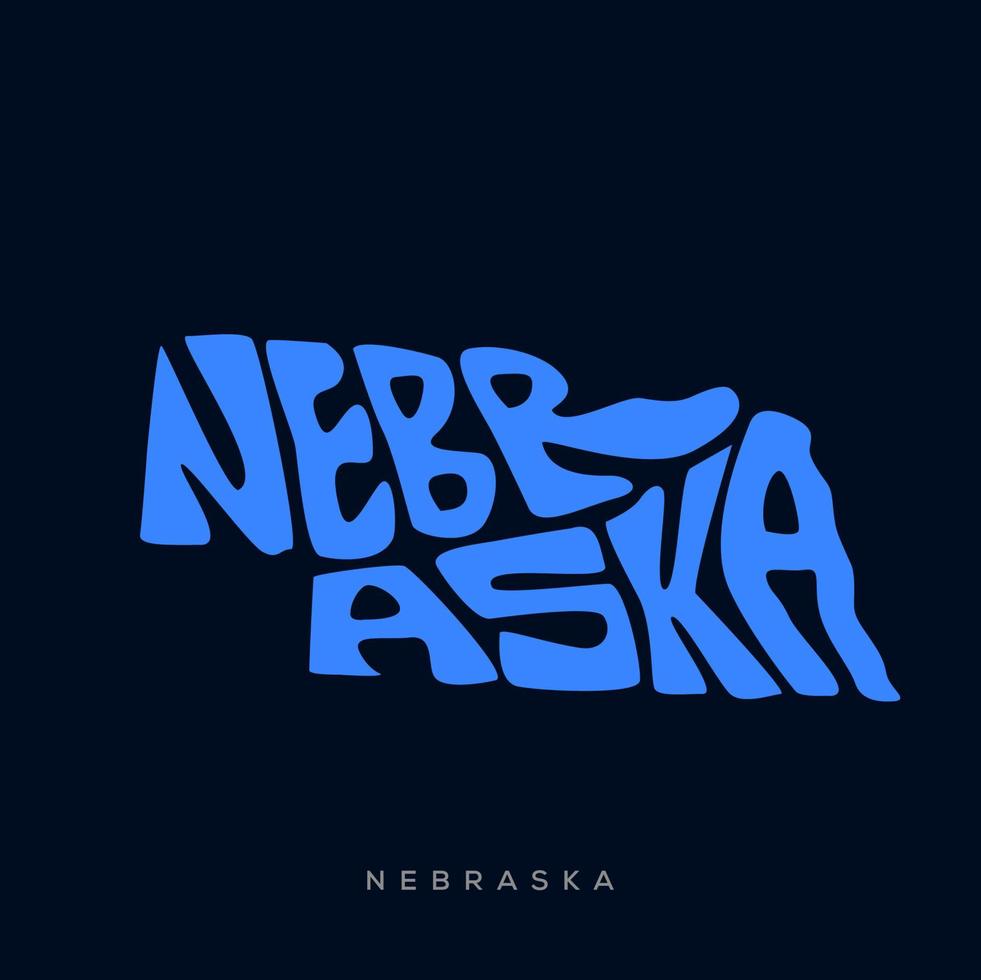 Nebraska mapa tipografia. Nebraska Estado mapa tipografia. Nebraska rotulação. vetor