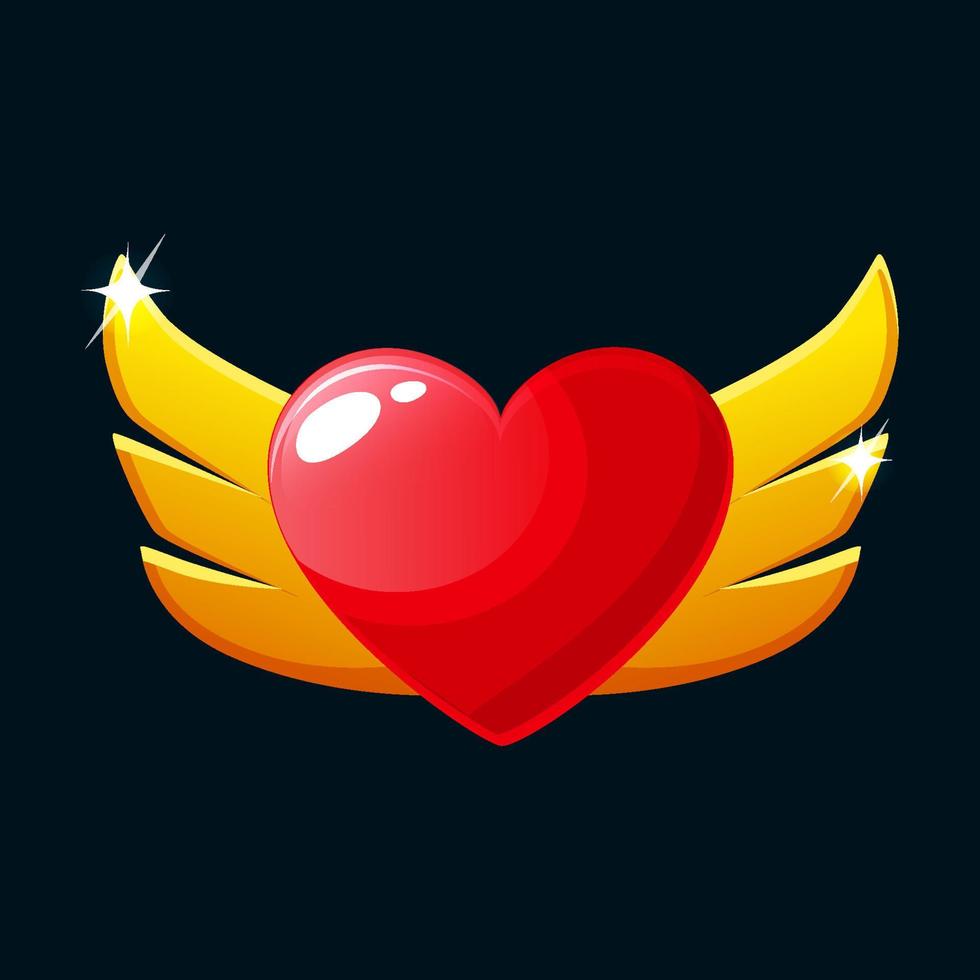 prêmio ícone de coração com asas, ícone de distintivo de aplicativo de jogo vetor