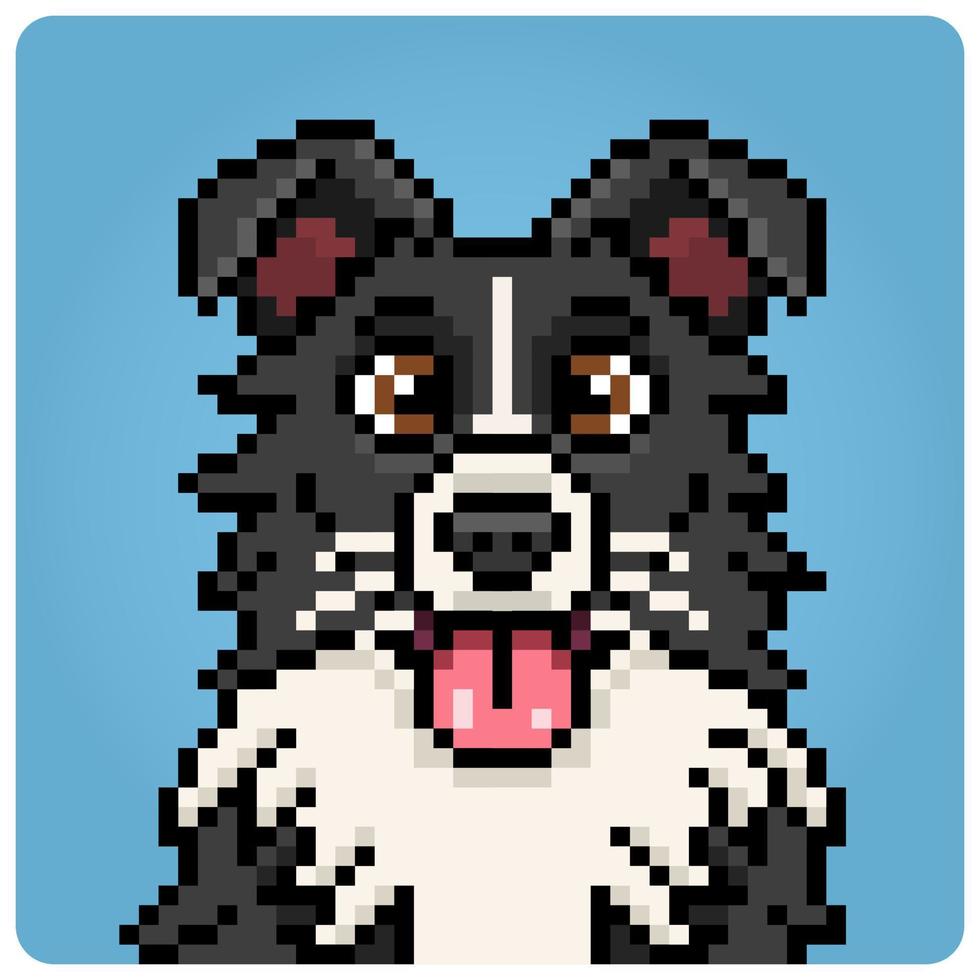 pixel 8 mordeu cachorro cabeça. animal retrato para jogos ativos dentro vetor ilustração.