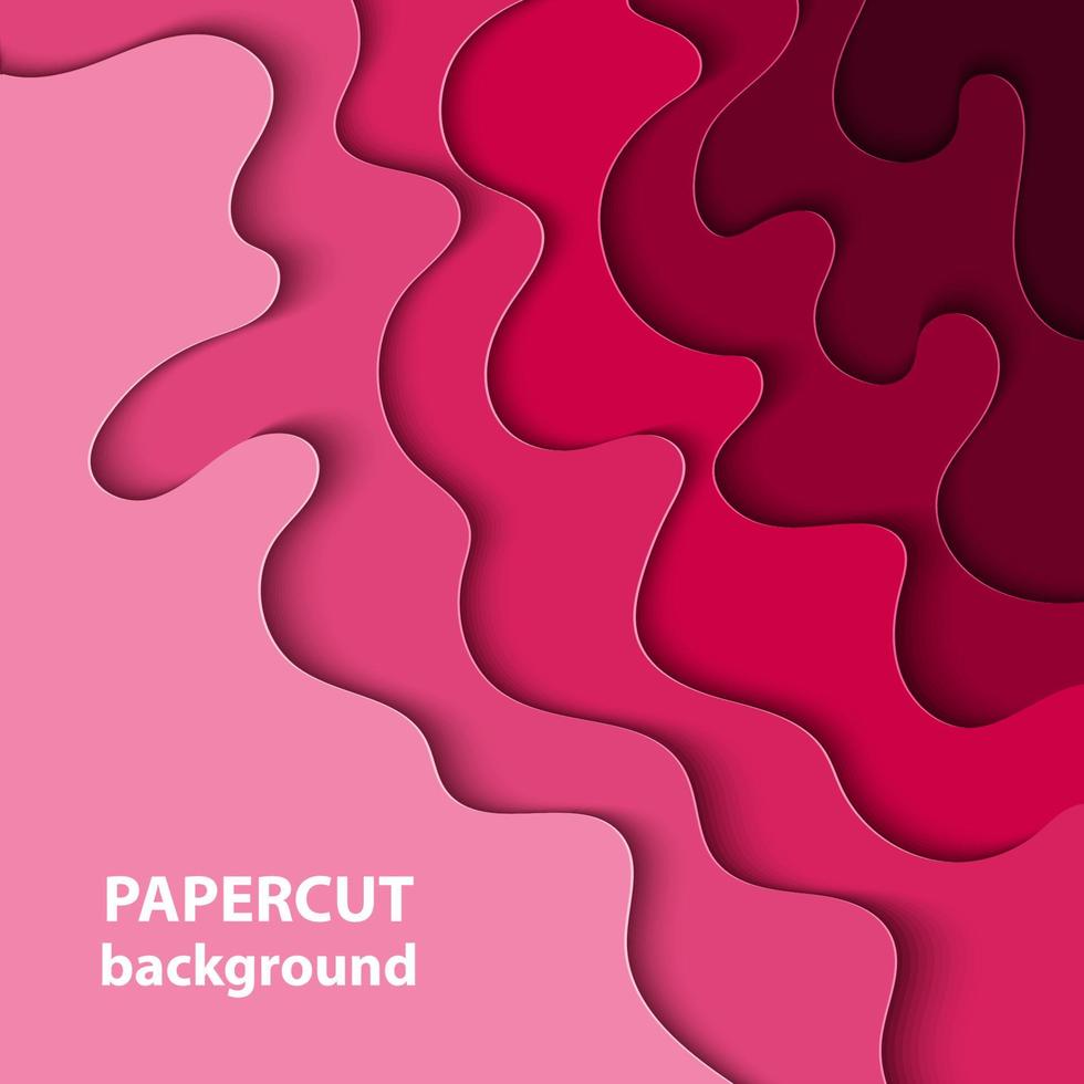 de fundo vector com formas de corte de papel colorido rosa magenta. Estilo de arte de papel abstrato 3d, layout de design para apresentações de negócios, panfletos, cartazes, impressões, decoração, cartões, brochura