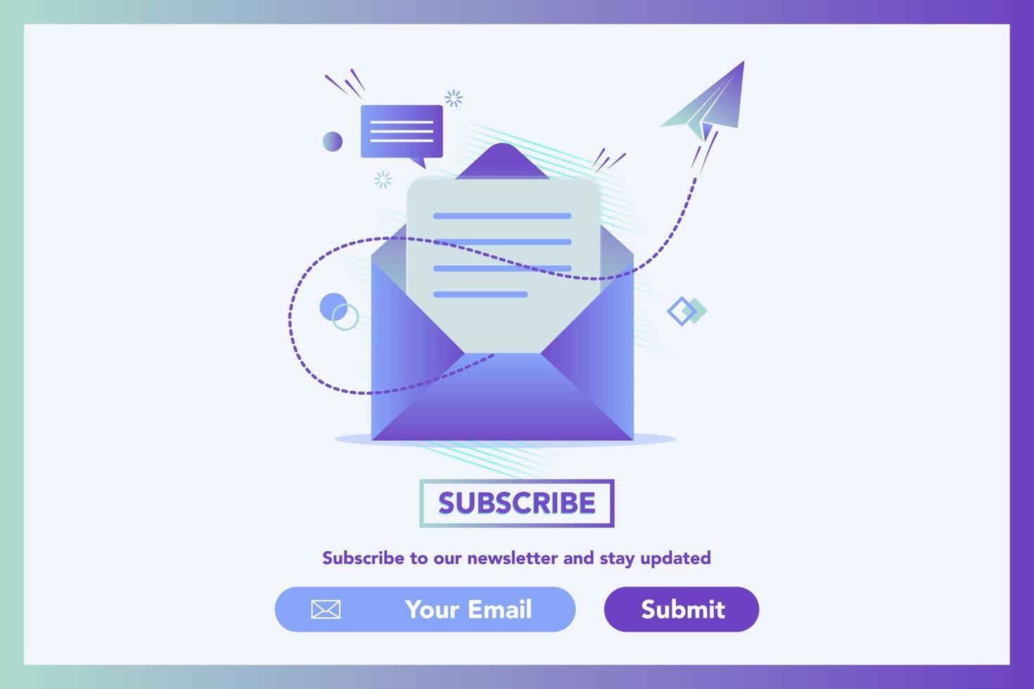 newsletter e ilustração do conceito de correio. e-mail, marketing digital. entre em contato, inicie o contato, entre em contato conosco. e-mail marketing, web chat, suporte 24 horas. conceito de assinatura. vetor