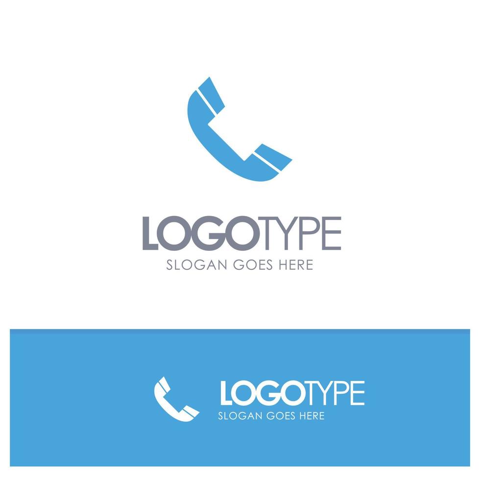 chamar telefone tocar logotipo azul sólido com lugar para tagline vetor