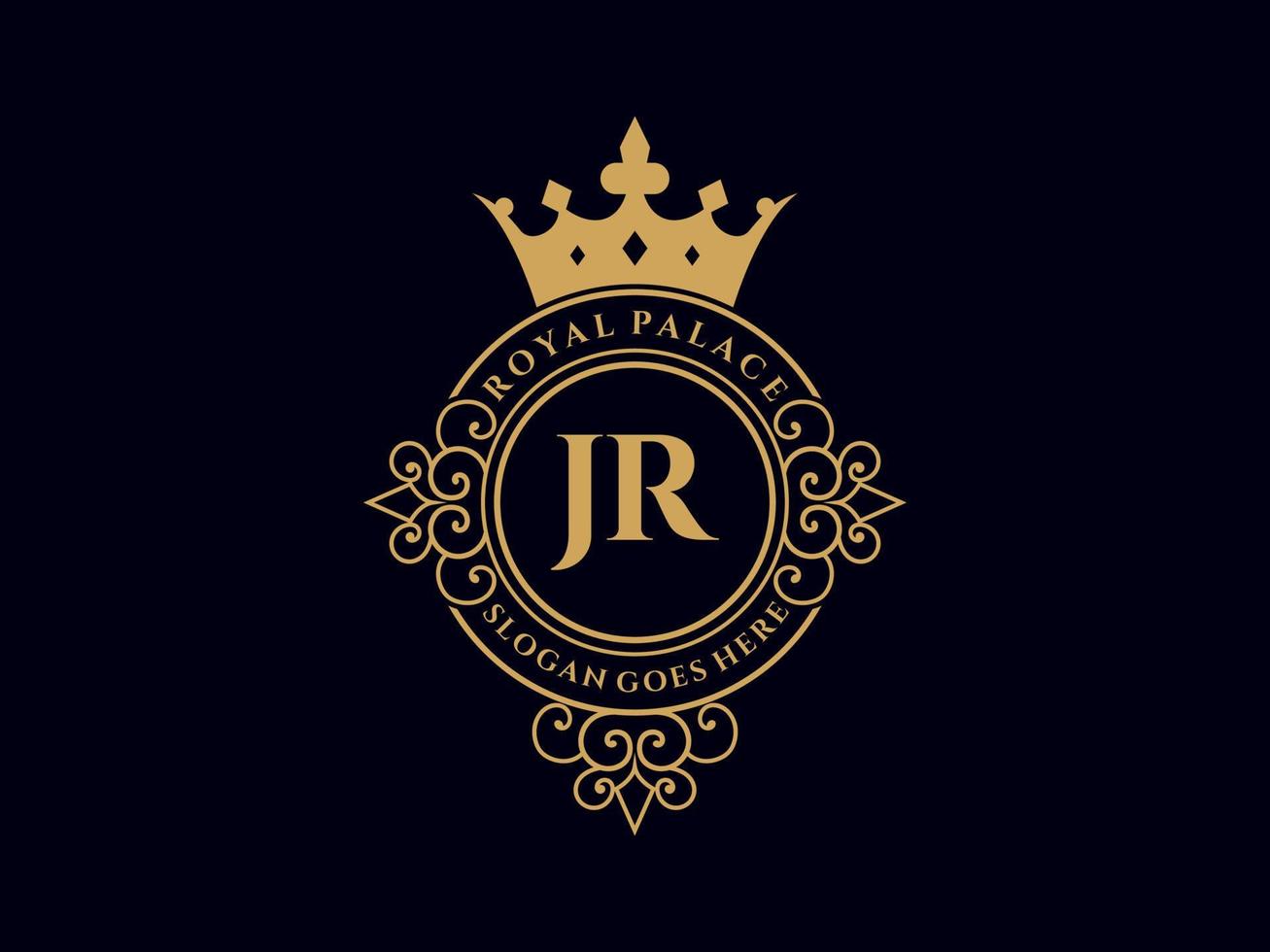 carta jr antigo logotipo vitoriano de luxo real com moldura ornamental. vetor