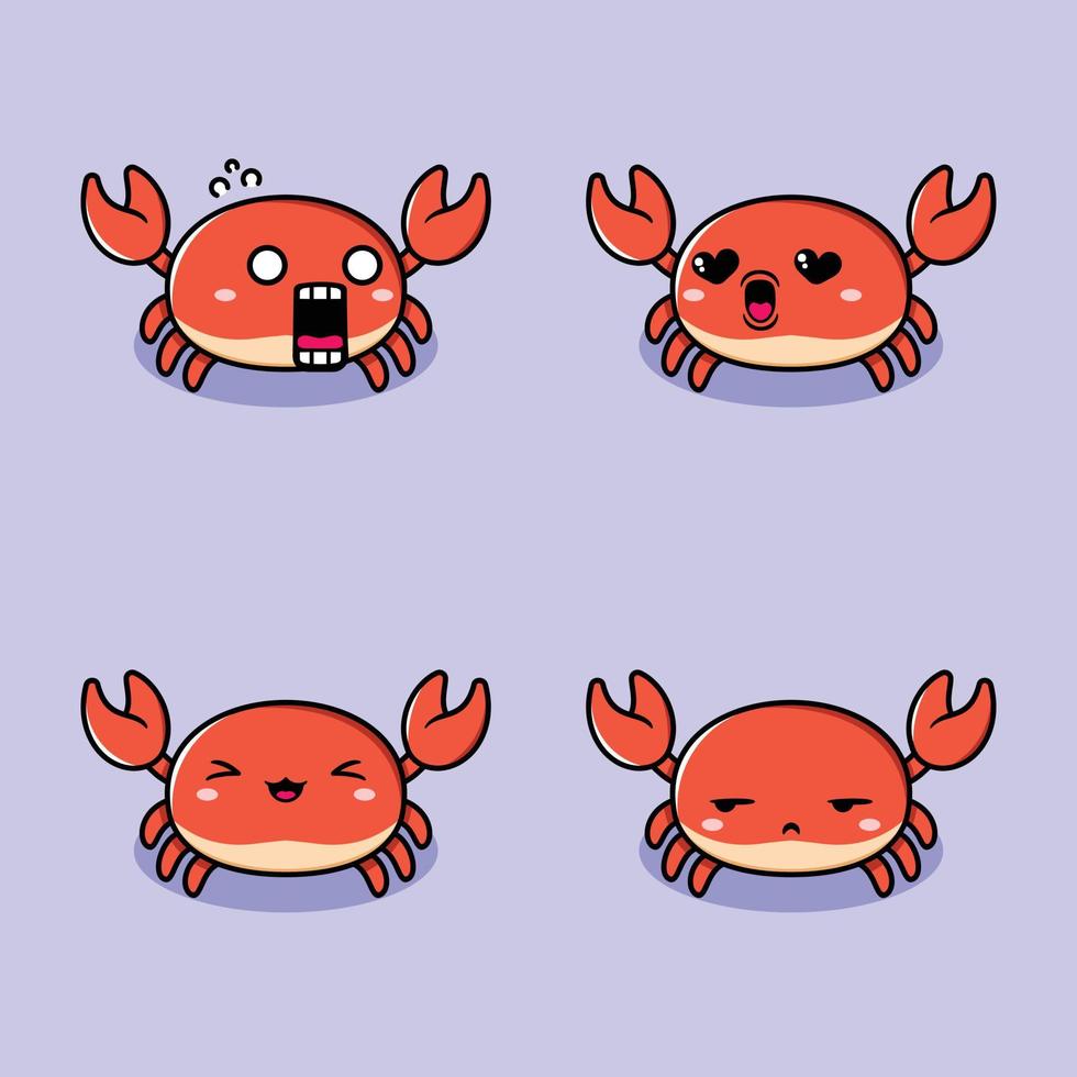 ilustração vetorial de emoji de caranguejo kawaii vetor