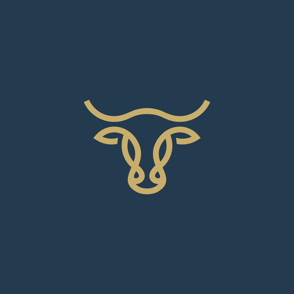 ilustração de linha de ícone de vetor de logotipo de cabeça de vaca