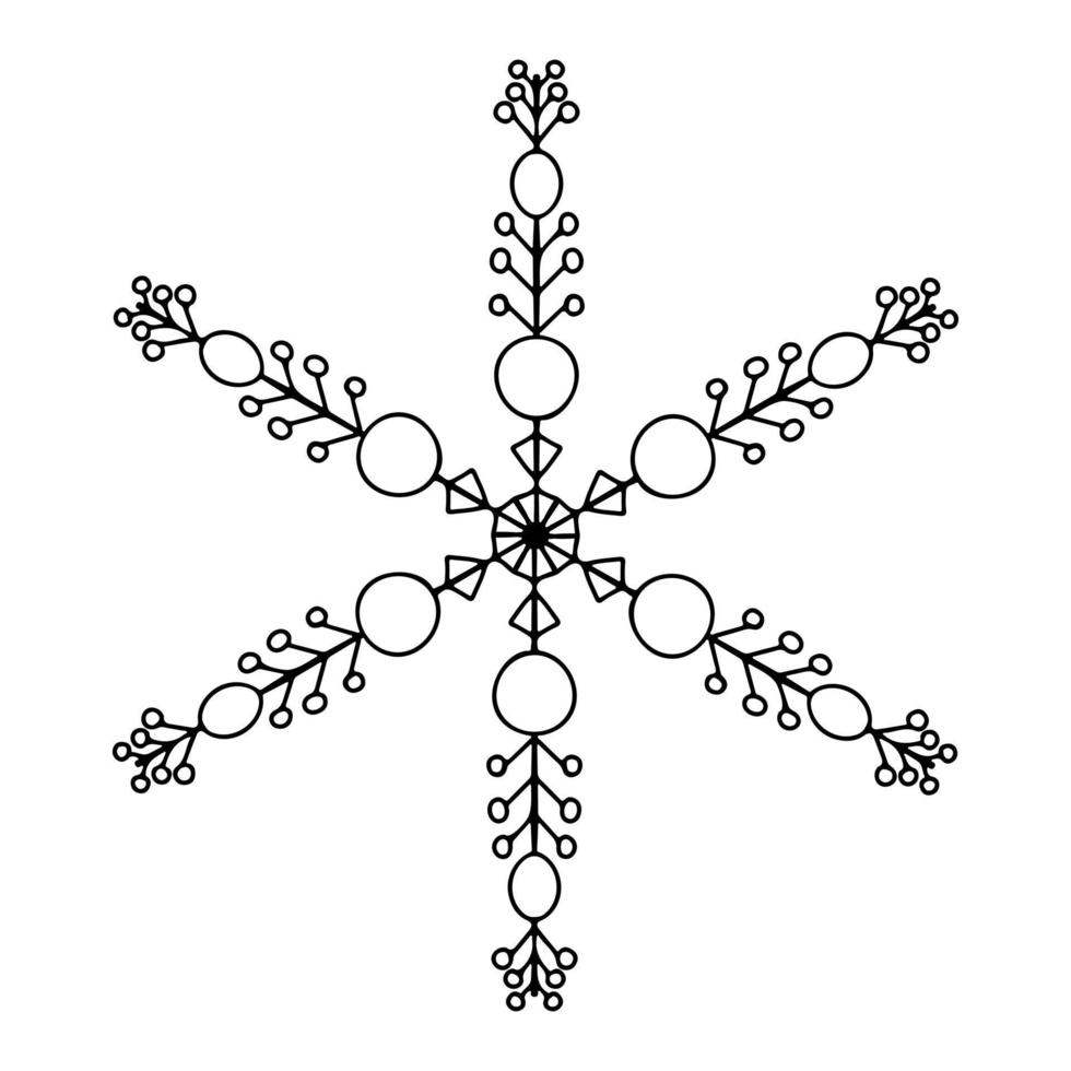 ícone de vetor doodle floco de neve. tema de natal e inverno. ilustração plana simples sobre fundo branco.