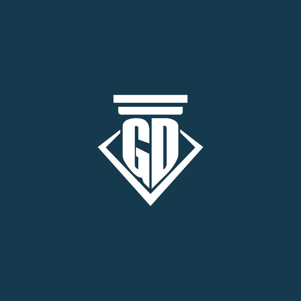 gd inicial monograma logotipo para lei empresa, advogado ou advogado com pilar ícone Projeto vetor