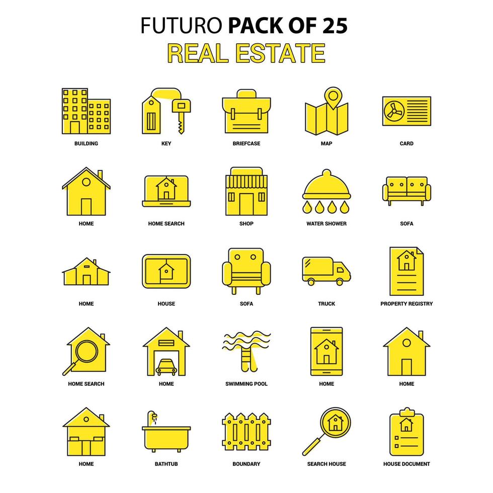 real Estado ícone conjunto amarelo futuro Mais recentes Projeto ícone pacote vetor