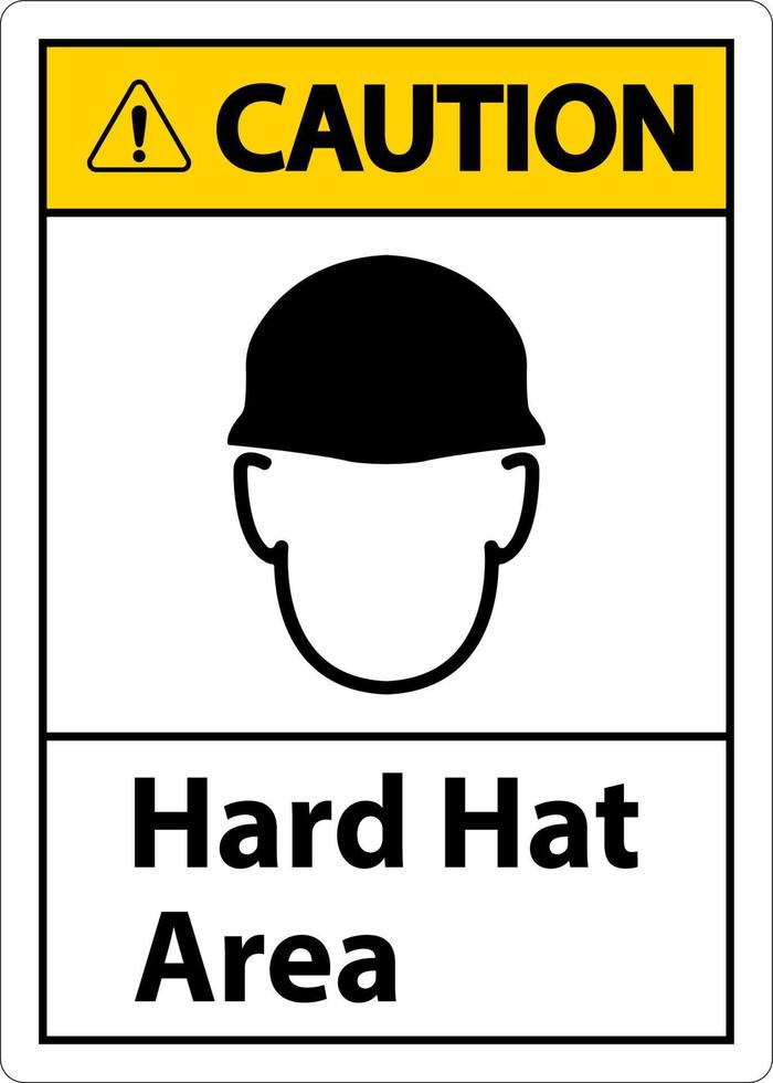cuidado proteção de capacete de segurança sinal de área necessária no fundo branco vetor