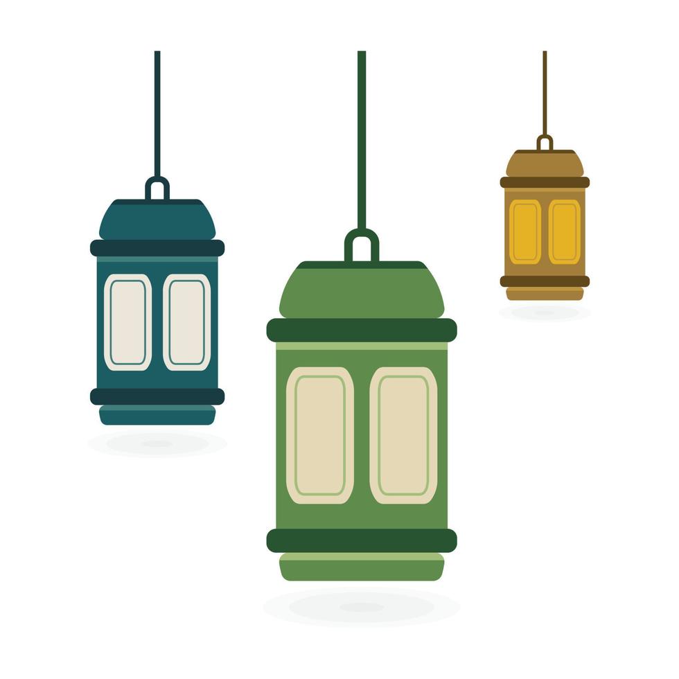 conjunto do colorida Ramadã lanternas plano Projeto em branco fundo. vetor oranamen do a mês do Ramadã cheio do alegria.