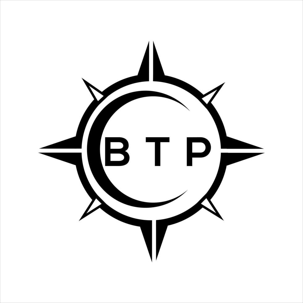 btp abstrato tecnologia círculo configuração logotipo Projeto em branco fundo. btp criativo iniciais carta logotipo. vetor