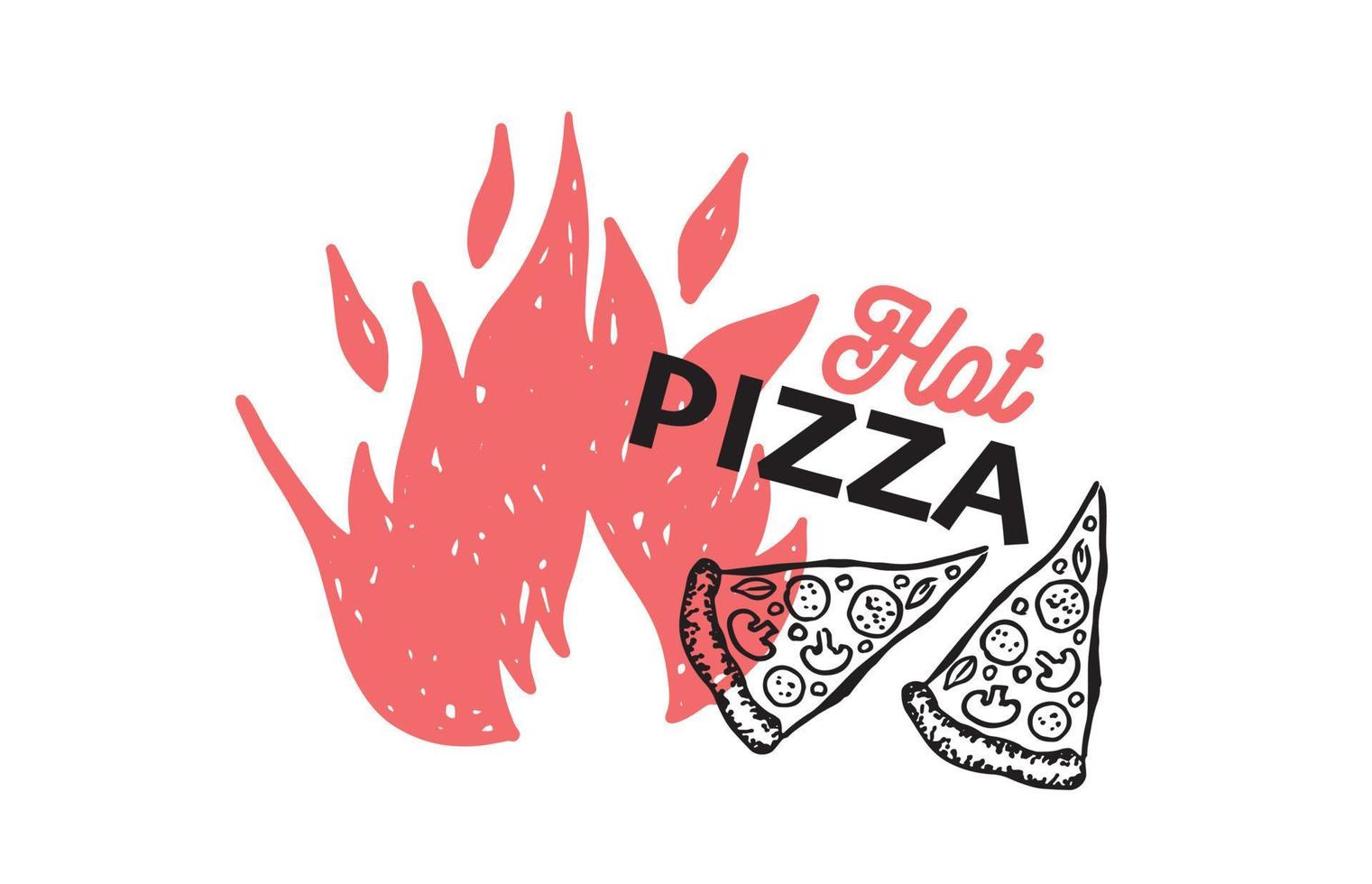 quente pizza, mão desenhado ilustrações, vetor