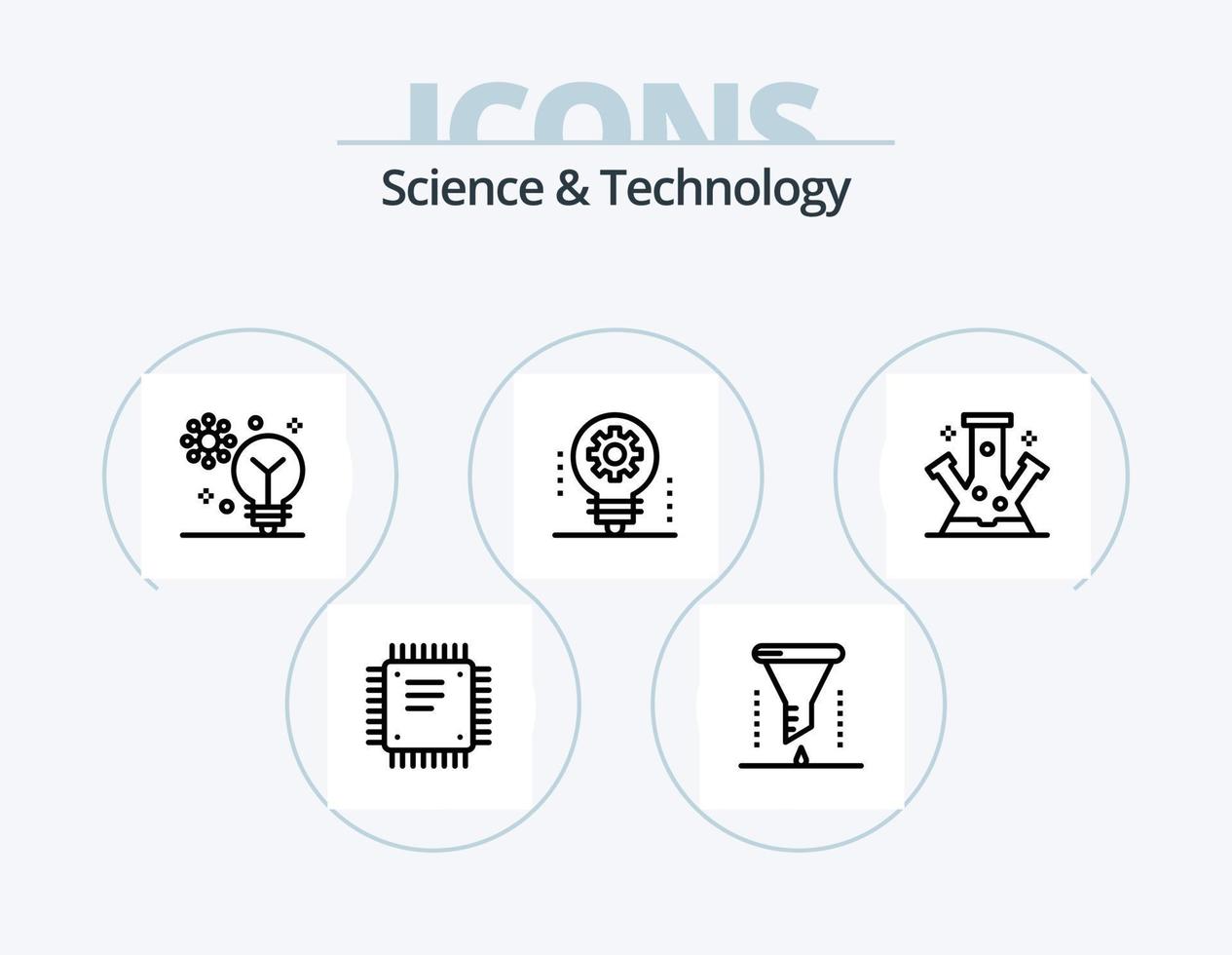 Ciência e tecnologia linha ícone pacote 5 ícone Projeto. Engenharia Ciência. aplicado Ciência. luz lâmpada. Internet nuvem. nuvem serviço vetor