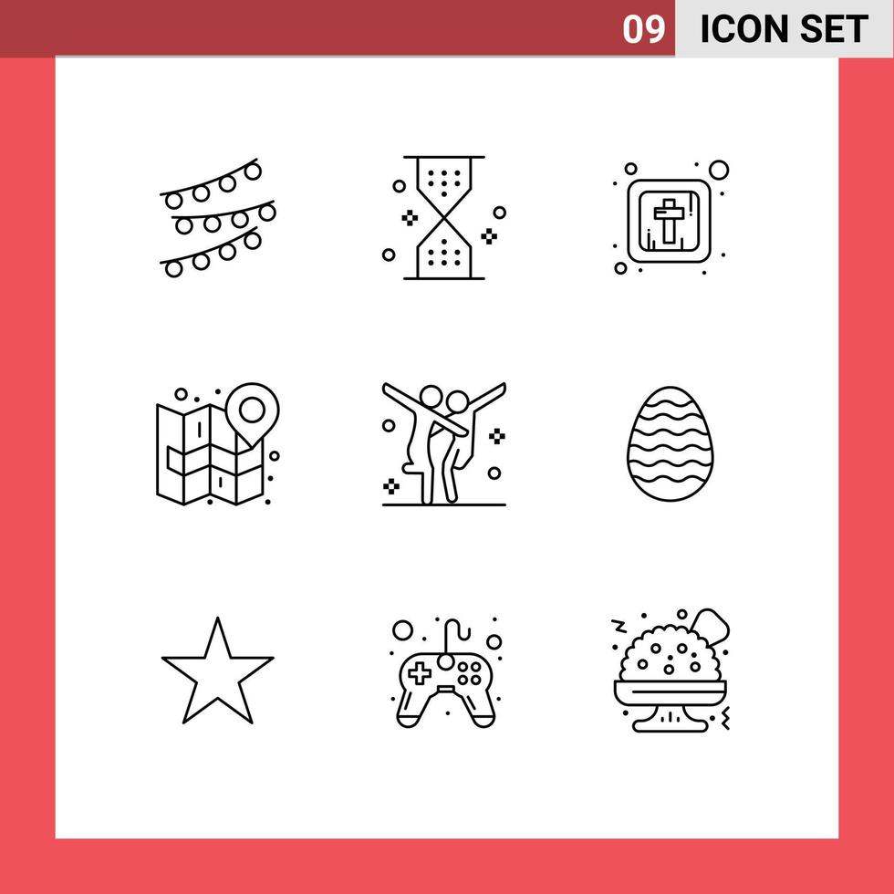 estoque vetor ícone pacote do 9 linha sinais e símbolos para plano marca ui mapa religioso editável vetor Projeto elementos