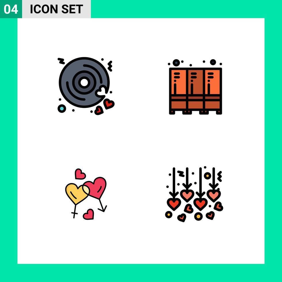 estoque vetor ícone pacote do 4 linha sinais e símbolos para disco homem Casamento armário amor editável vetor Projeto elementos