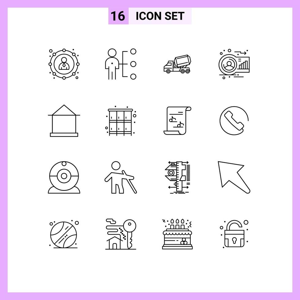 16 criativo ícones moderno sinais e símbolos do humano avatar recrutamento análise veículo editável vetor Projeto elementos