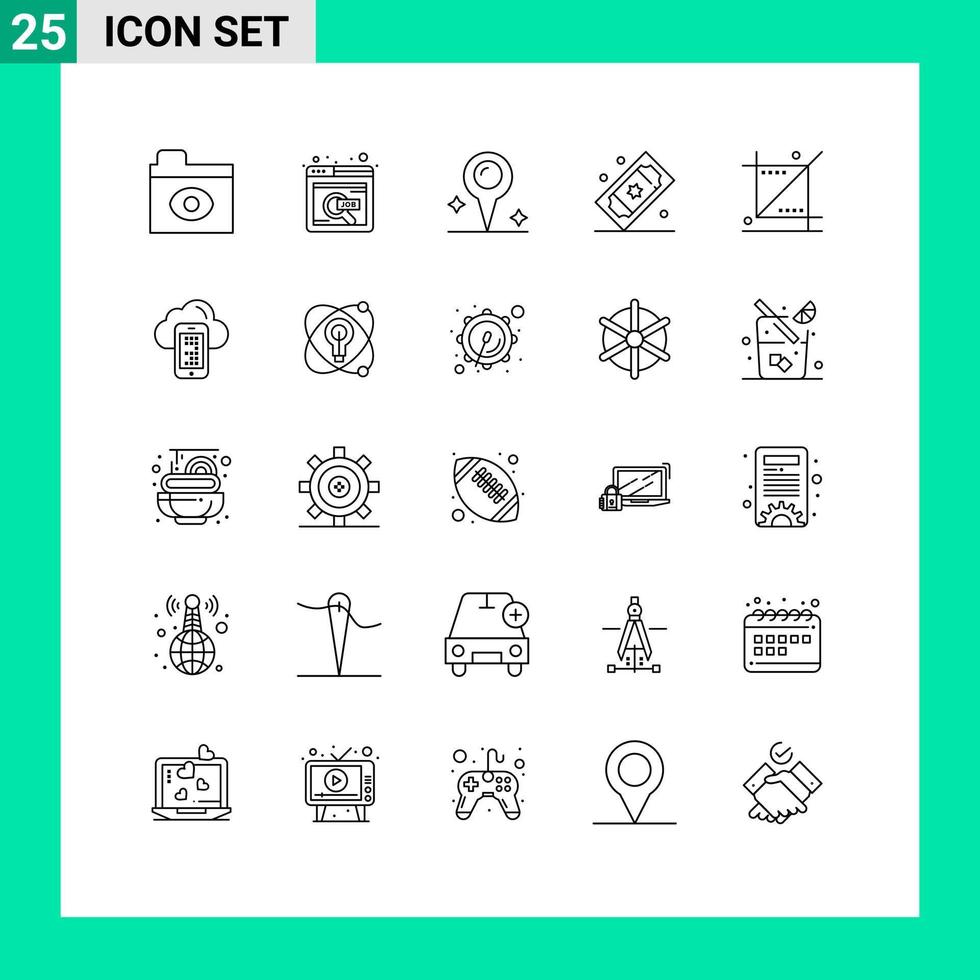 25 criativo ícones moderno sinais e símbolos do gráfico colheita localização bilhetes filme bilhetes editável vetor Projeto elementos
