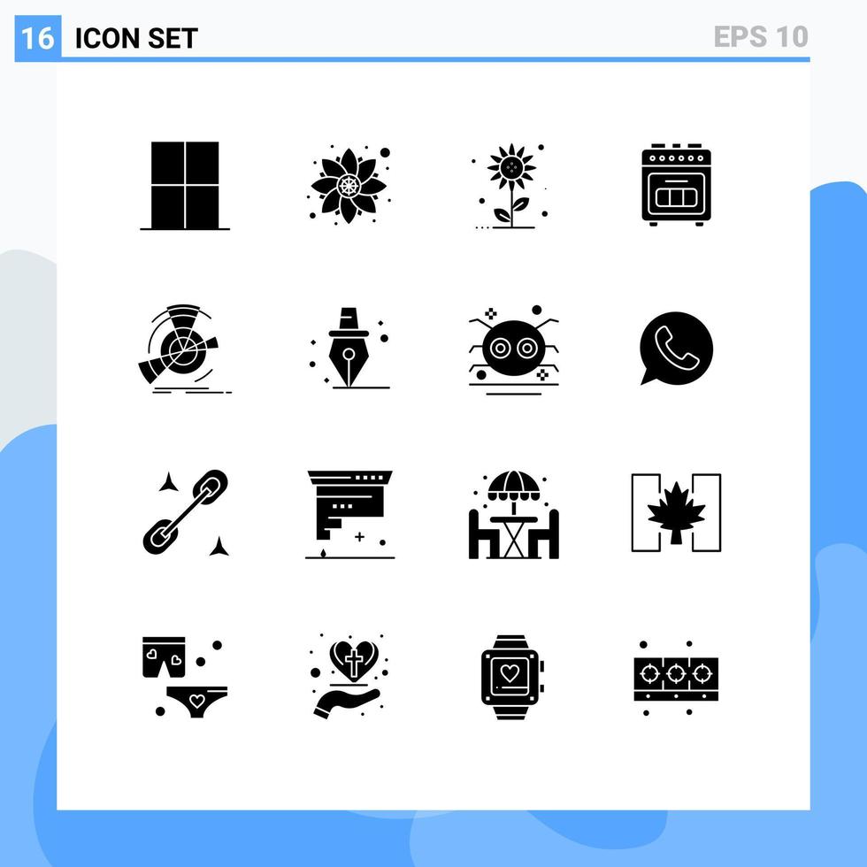 16 do utilizador interface sólido glifo pacote do moderno sinais e símbolos do dados cozimento forno festa cozimento Primavera editável vetor Projeto elementos