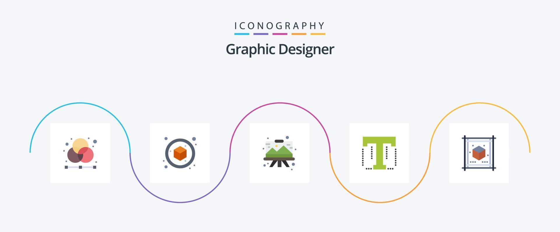 gráfico desenhador plano 5 ícone pacote Incluindo designer. texto. objeto. Fonte. gráfico vetor