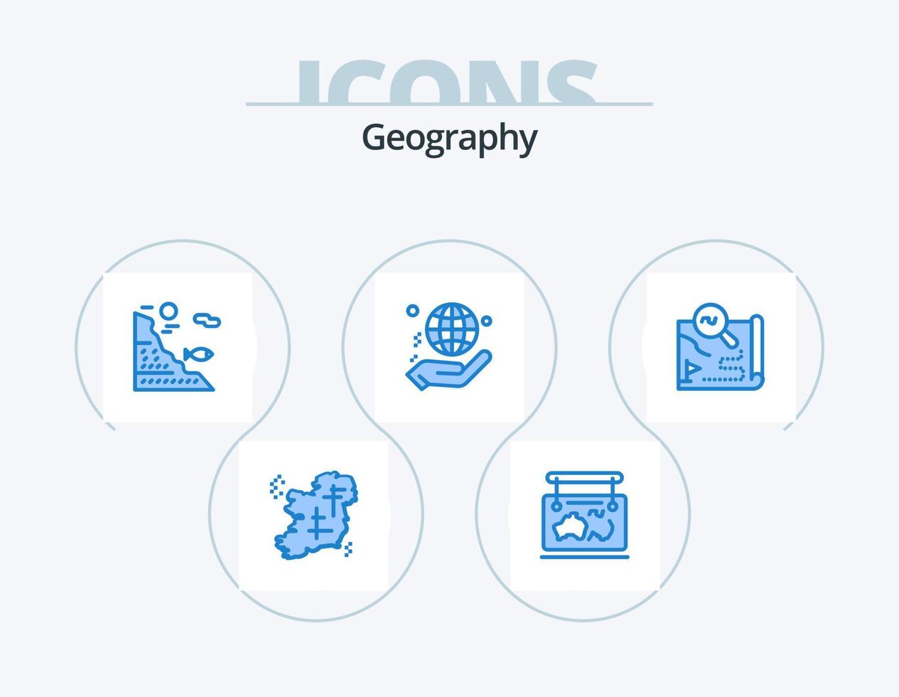 geo graficamente azul ícone pacote 5 ícone Projeto. globo. mão. guia. pescaria. peixe vetor