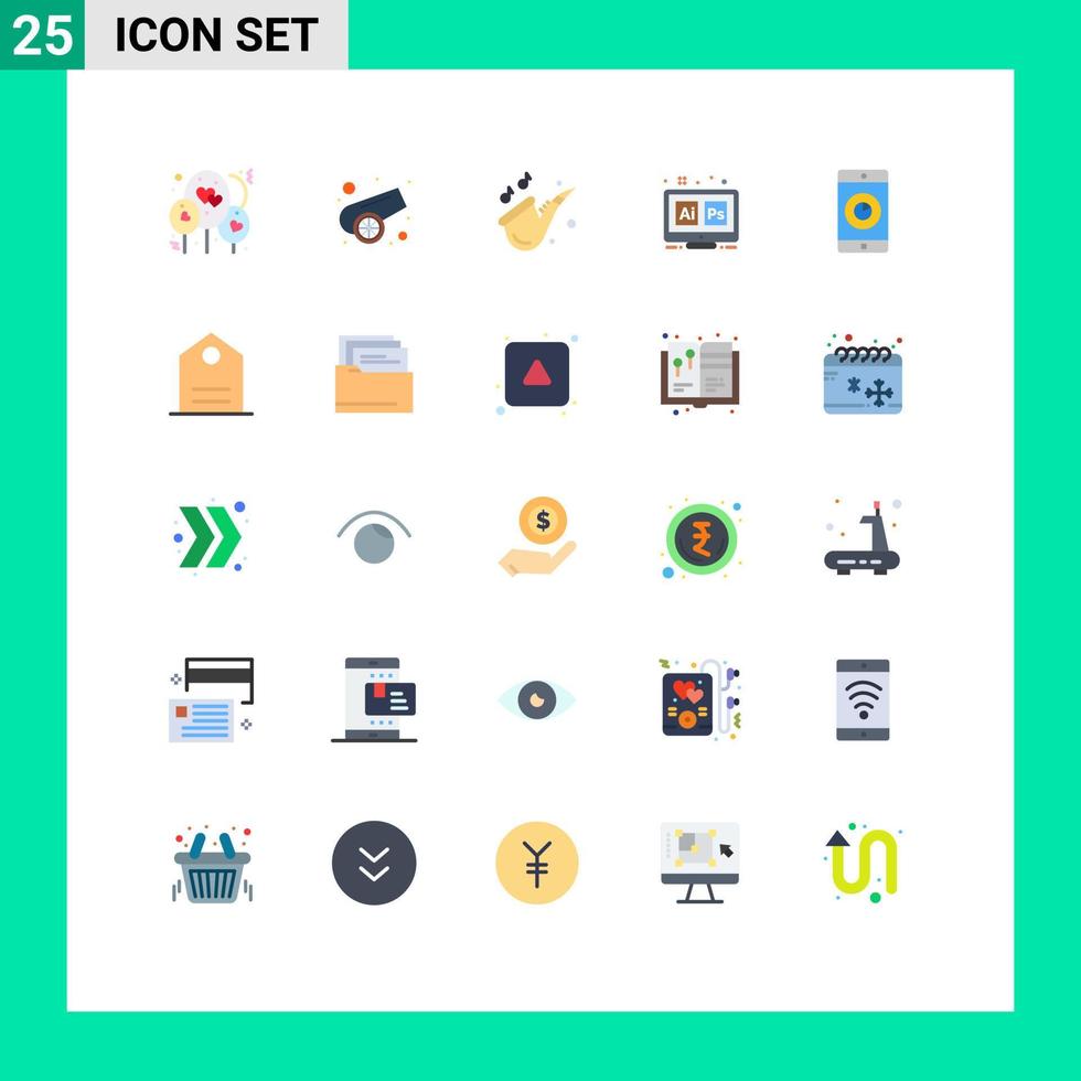 pacote do 25 moderno plano cores sinais e símbolos para rede impressão meios de comunicação tal Como Móvel inscrição inscrição jogar ai ps editável vetor Projeto elementos