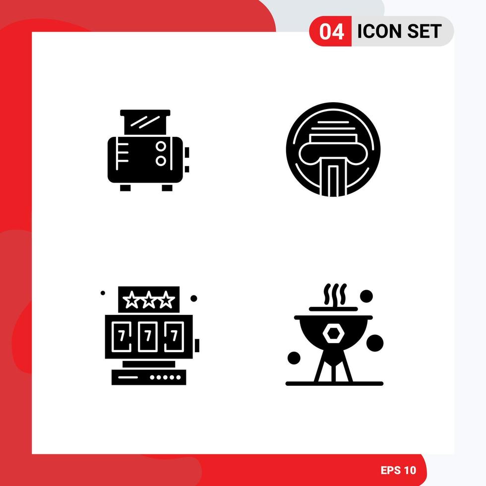 4 criativo ícones moderno sinais e símbolos do torrada jogos impressora escritor cozinhar editável vetor Projeto elementos