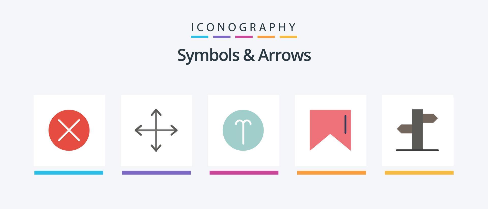 símbolos e Setas; flechas plano 5 ícone pacote Incluindo direção. endereço. opostos. bandeira. símbolos. criativo ícones Projeto vetor