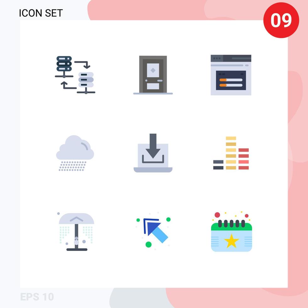 universal ícone símbolos grupo do 9 moderno plano cores do baixa computador portátil Internet Canadá nuvem editável vetor Projeto elementos