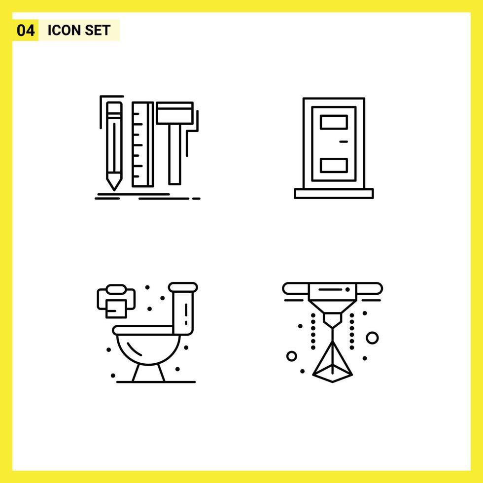 moderno conjunto do 4 linha preenchida plano cores e símbolos tal Como Projeto vivo Ferramentas porta laser editável vetor Projeto elementos