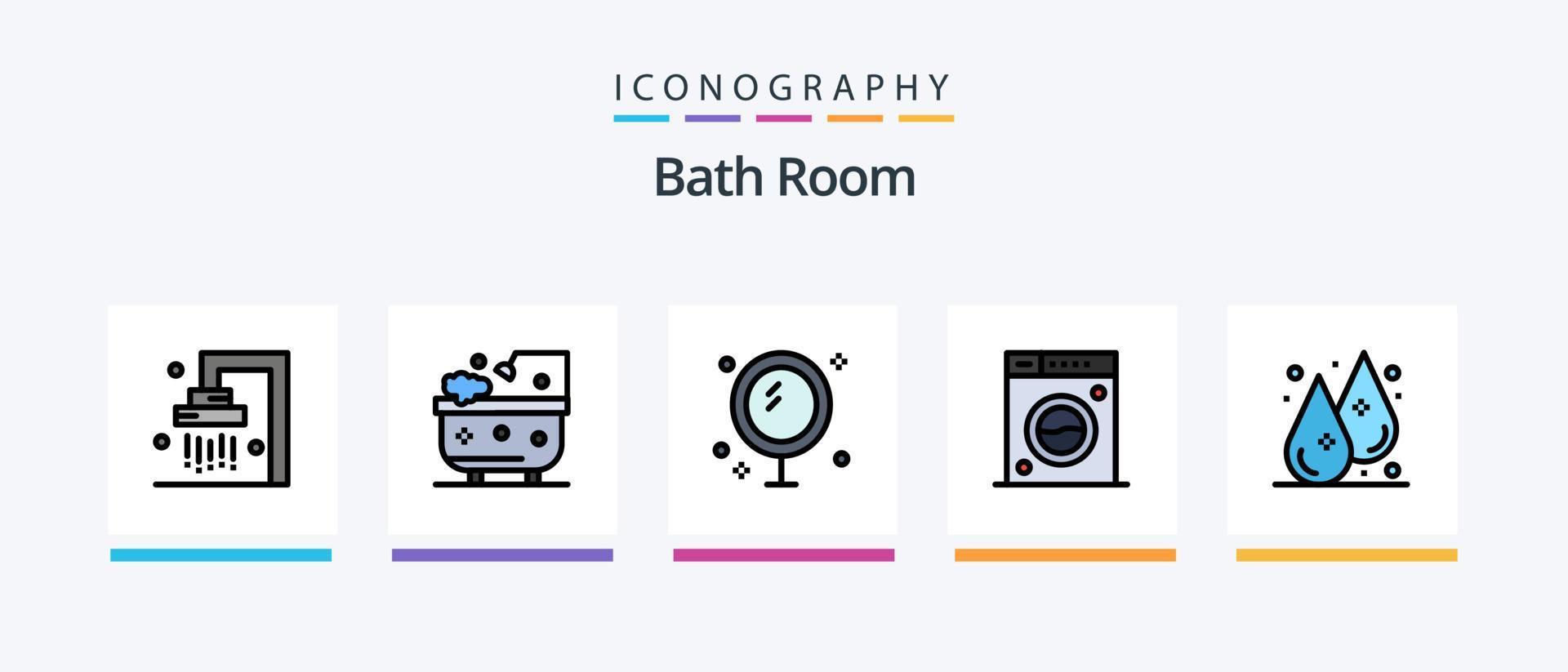 banho quarto linha preenchidas 5 ícone pacote Incluindo chinelos. limpeza. banho. banheiro. ferramenta. criativo ícones Projeto vetor