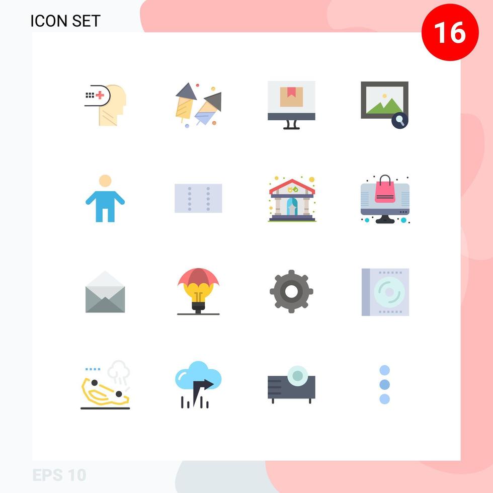 plano cor pacote do 16 universal símbolos do procurar imagem fogos de artifício conectados Entrega editável pacote do criativo vetor Projeto elementos