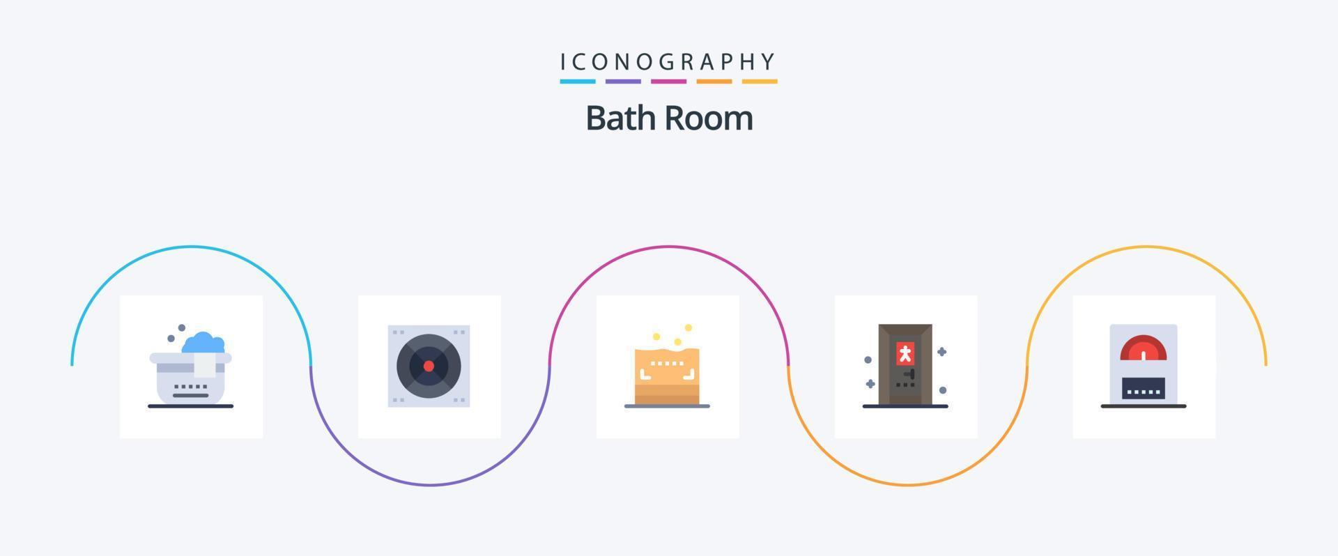 banho quarto plano 5 ícone pacote Incluindo . banheiro. banho. água vetor